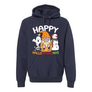 Happy Hallothanksmas Halloween Thanksgiving Christmas Premium Hoodie