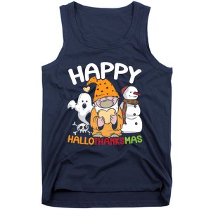 Happy Hallothanksmas Halloween Thanksgiving Christmas Tank Top