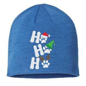 Ho Ho Ho Funny Christmas Dog Lover Dog Paw Print Gift Sustainable Beanie