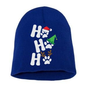 Ho Ho Ho Funny Christmas Dog Lover Dog Paw Print Gift Short Acrylic Beanie