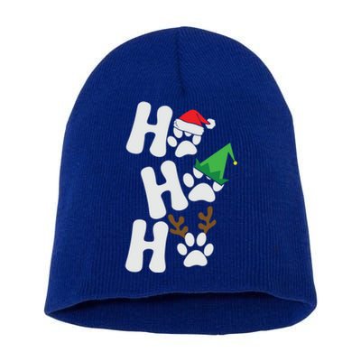 Ho Ho Ho Funny Christmas Dog Lover Dog Paw Print Gift Short Acrylic Beanie