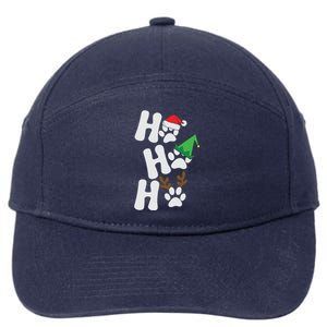 Ho Ho Ho Funny Christmas Dog Lover Dog Paw Print Gift 7-Panel Snapback Hat