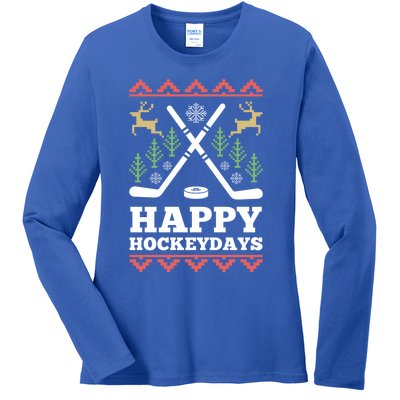 Happy Hockeydays Hockey Christmas Xmas Gift Ladies Long Sleeve Shirt