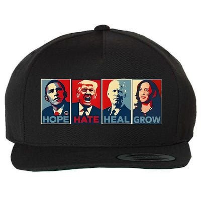 Hope Hate Heal Grow Wool Snapback Cap