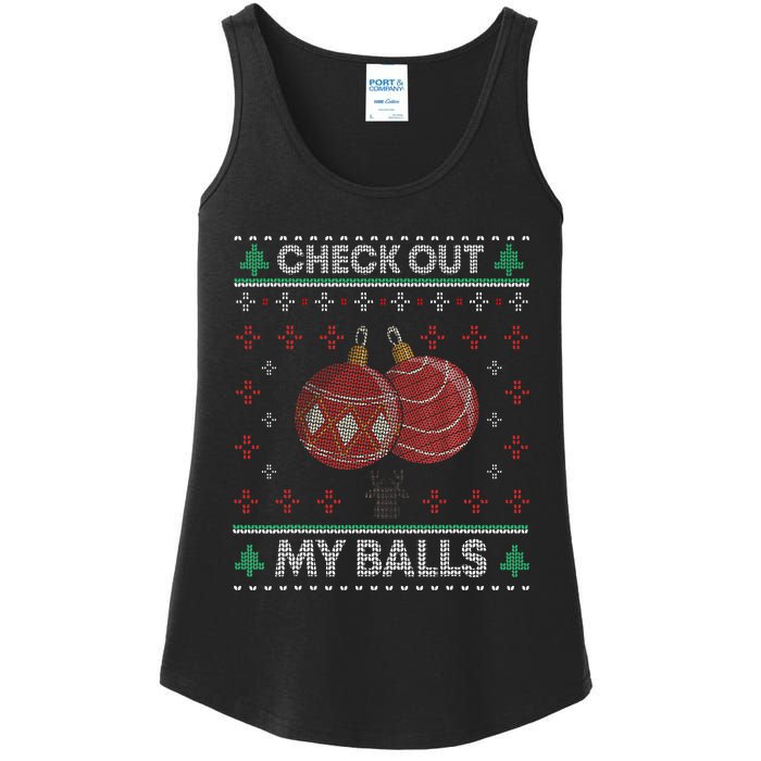 Hilarious Holiday Humor Christmas Check Out My Balls Ladies Essential Tank