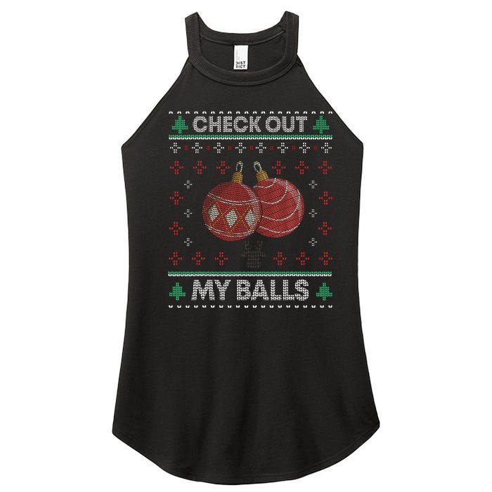 Hilarious Holiday Humor Christmas Check Out My Balls Women's Perfect Tri Rocker Tank