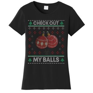 Hilarious Holiday Humor Christmas Check Out My Balls Women's T-Shirt