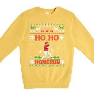 Ho Ho Homerun Baseball Player Ugly Christmas Hitter Funny Gift Premium Crewneck Sweatshirt