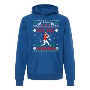 Ho Ho Homerun Baseball Player Ugly Christmas Hitter Funny Gift Premium Hoodie