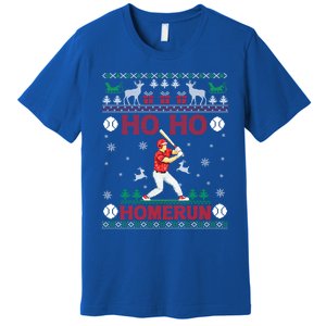 Ho Ho Homerun Baseball Player Ugly Christmas Hitter Funny Gift Premium T-Shirt