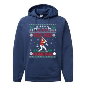 Ho Ho Homerun Baseball Player Ugly Christmas Hitter Funny Gift Performance Fleece Hoodie