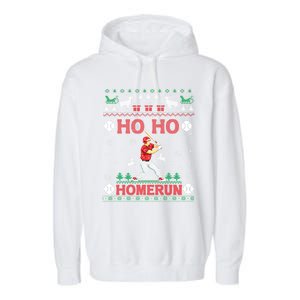 Ho Ho Homerun Baseball Player Ugly Christmas Hitter Funny Gift Garment-Dyed Fleece Hoodie