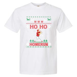 Ho Ho Homerun Baseball Player Ugly Christmas Hitter Funny Gift Garment-Dyed Heavyweight T-Shirt