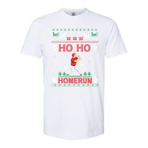 Ho Ho Homerun Baseball Player Ugly Christmas Hitter Funny Gift Softstyle CVC T-Shirt