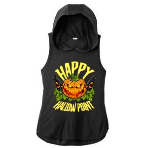 Halloween Happy Hallow Point Pumpkin Gunner Ladies PosiCharge Tri-Blend Wicking Draft Hoodie Tank