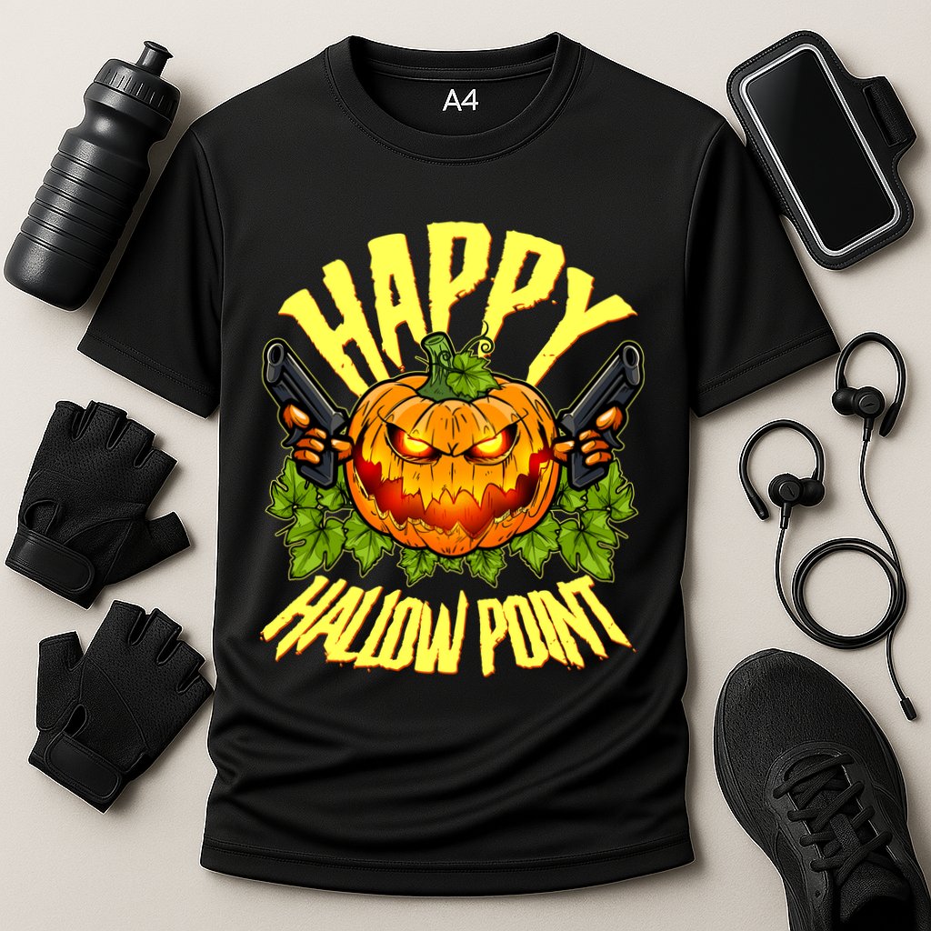 Halloween Happy Hallow Point Pumpkin Gunner Cooling Performance Crew T-Shirt