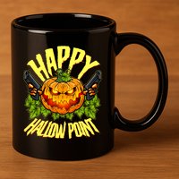 Halloween Happy Hallow Point Pumpkin Gunner 11oz C Handle Ceramic Mug