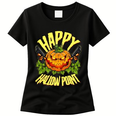 Halloween Happy Hallow Point Pumpkin Gunner Womens T-Shirt