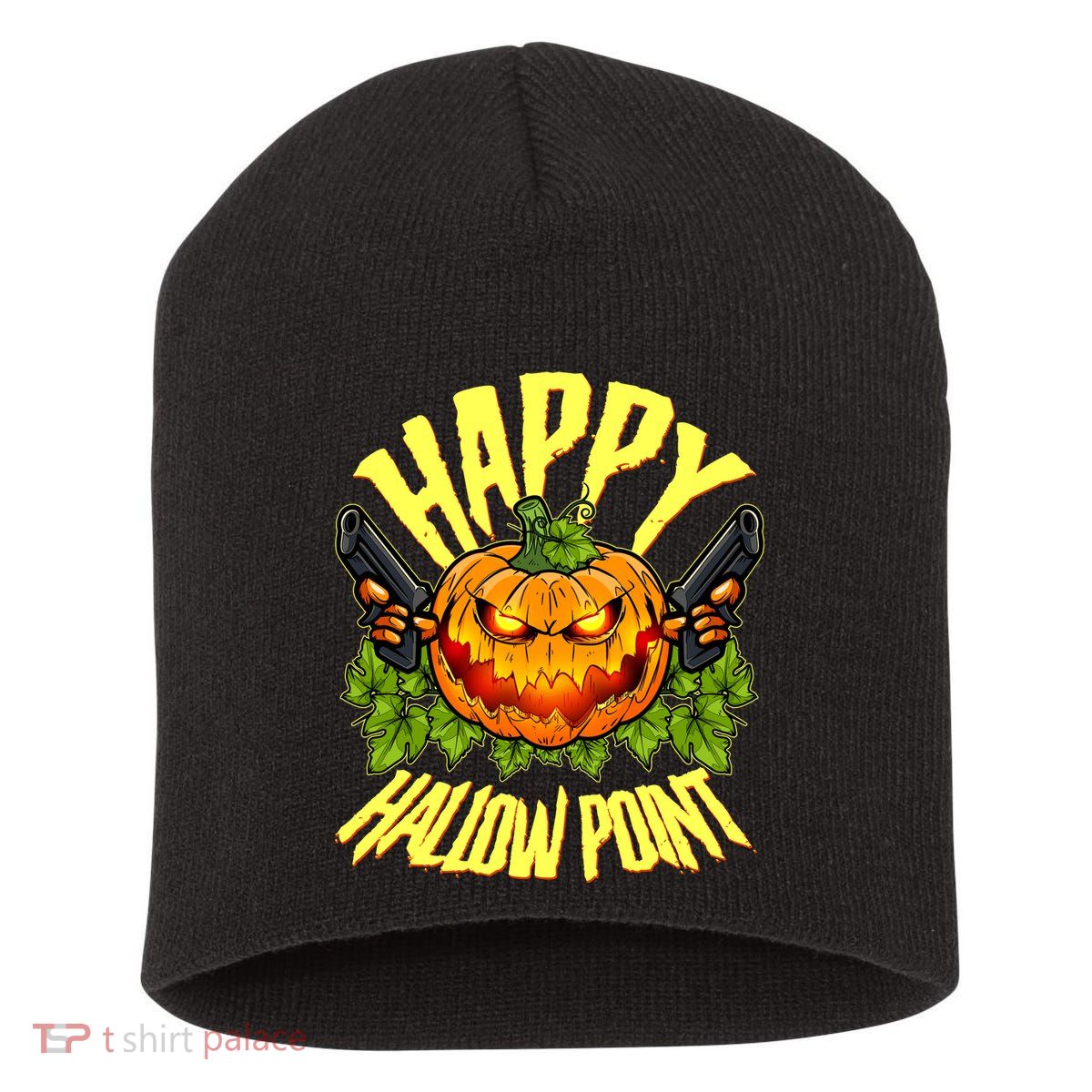 Halloween Happy Hallow Point Pumpkin Gunner Short Acrylic Beanie