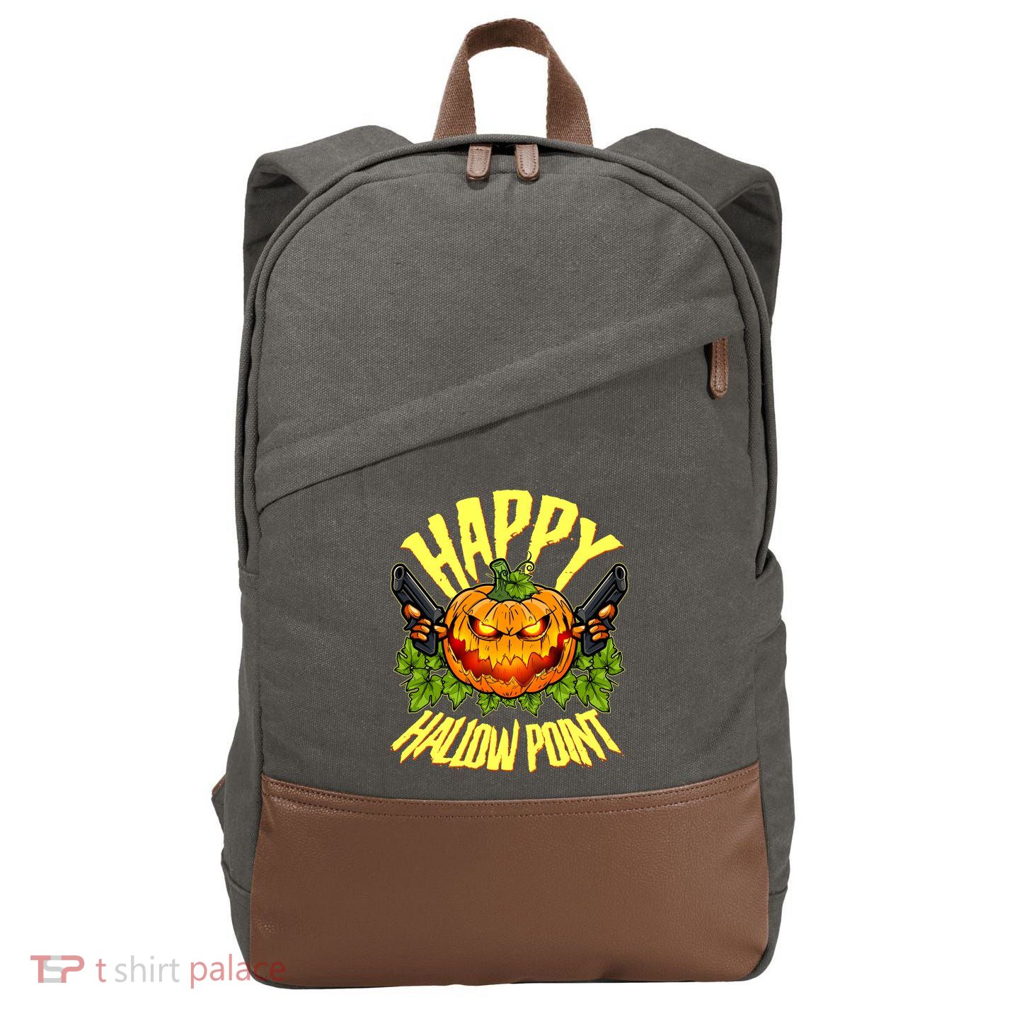 Halloween Happy Hallow Point Pumpkin Gunner Cotton Canvas Backpack