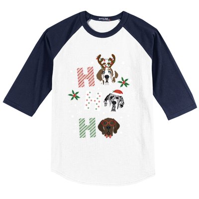 Ho Ho Ho Great Dane Merry Christmas Cute Dogs Happy Holidays Gift Baseball Sleeve Shirt