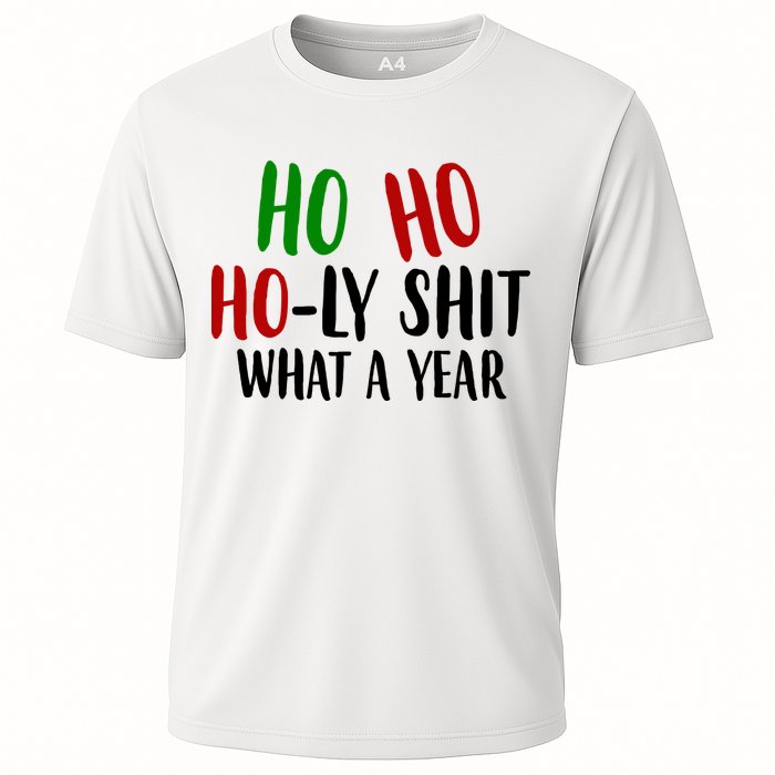 Ho Ho Holy Sh*t What A Year Funny Christmas Cooling Performance Crew T-Shirt