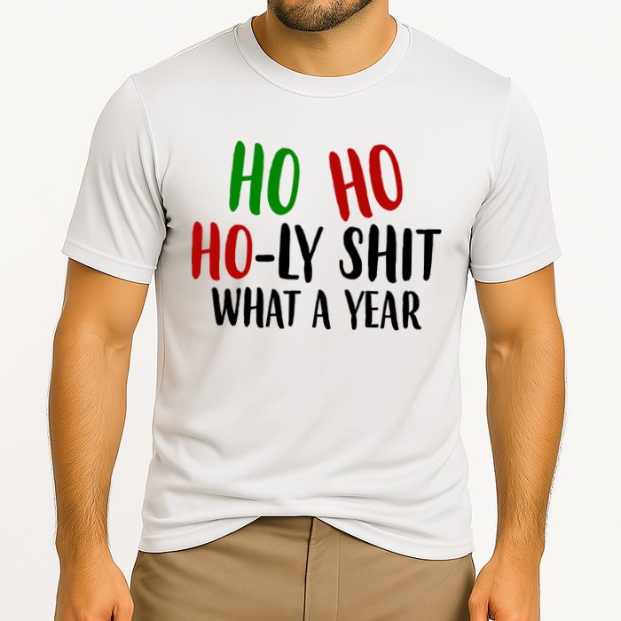 Ho Ho Holy Sh*t What A Year Funny Christmas Cooling Performance Crew T-Shirt