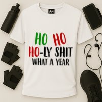 Ho Ho Holy Sh*t What A Year Funny Christmas Cooling Performance Crew T-Shirt