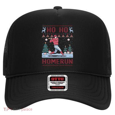 Ho Ho Homerun Ugly Xmas Christmas Party Cute Gift High Crown Mesh Back Trucker Hat