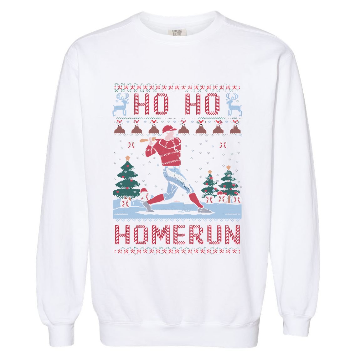 Ho Ho Homerun Ugly Xmas Christmas Party Cute Gift Garment-Dyed Sweatshirt