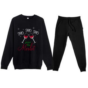 Ho Ho Ho Pour The Merlot Gift Premium Crewneck Sweatsuit Set