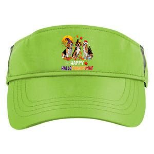 Happy Hallothanksmas Halloween Thanksgiving Christmas Beagle Gift Adult Drive Performance Visor