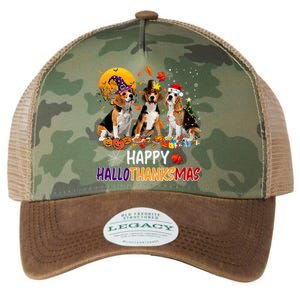 Happy Hallothanksmas Halloween Thanksgiving Christmas Beagle Gift Legacy Tie Dye Trucker Hat