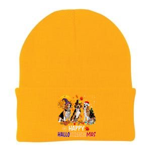 Happy Hallothanksmas Halloween Thanksgiving Christmas Beagle Gift Knit Cap Winter Beanie