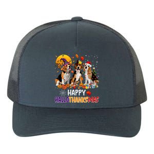 Happy Hallothanksmas Halloween Thanksgiving Christmas Beagle Gift Yupoong Adult 5-Panel Trucker Hat