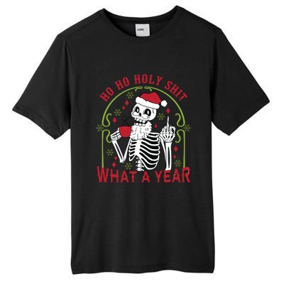 Ho Ho Holy Sht What A Year Skeleton Santa Christmas Gifts Tall Fusion ChromaSoft Performance T-Shirt