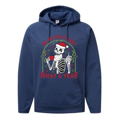 Ho Ho Holy Sht What A Year Skeleton Santa Christmas Gifts Performance Fleece Hoodie