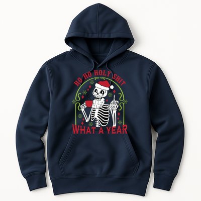 Ho Ho Holy Sht What A Year Skeleton Santa Christmas Gifts Hoodie