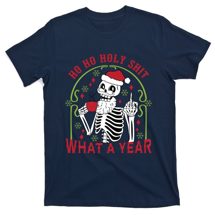 Ho Ho Holy Sht What A Year Skeleton Santa Christmas Gifts T-Shirt