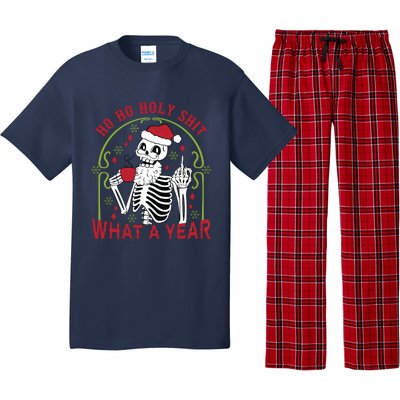 Ho Ho Holy Sht What A Year Skeleton Santa Christmas Gifts Pajama Set