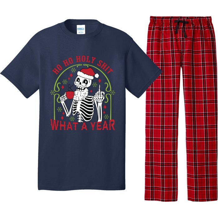 Ho Ho Holy Sht What A Year Skeleton Santa Christmas Gifts Pajama Set