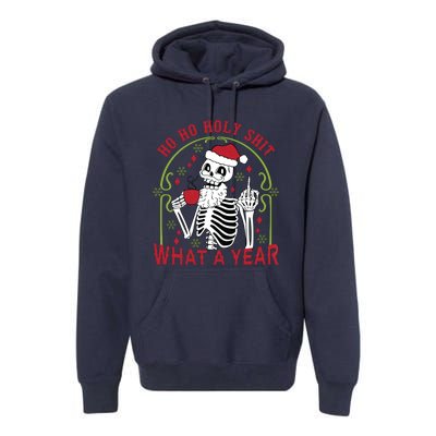 Ho Ho Holy Sht What A Year Skeleton Santa Christmas Gifts Premium Hoodie