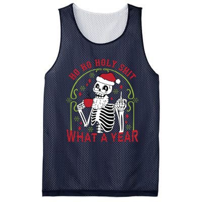 Ho Ho Holy Sht What A Year Skeleton Santa Christmas Gifts Mesh Reversible Basketball Jersey Tank