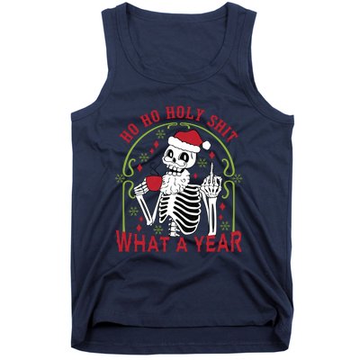 Ho Ho Holy Sht What A Year Skeleton Santa Christmas Gifts Tank Top