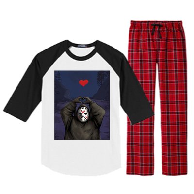 Halloween Heart Hands Friday The 13th Jason Raglan Sleeve Pajama Set