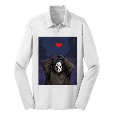 Halloween Heart Hands Friday The 13th Jason Silk Touch Performance Long Sleeve Polo