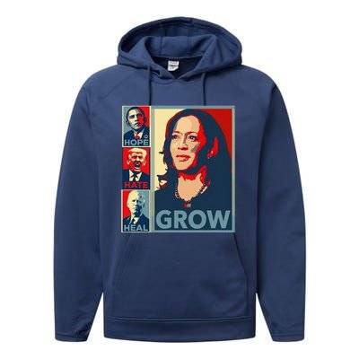 Hope Hate Heal Grow Performance Fleece Hoodie