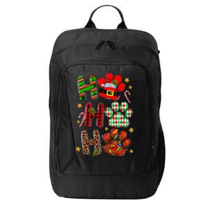 Ho Ho Ho Christmas Paw Dog Lover Buffalo Plaid Dog Paw Print Cool Gift City Backpack