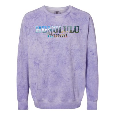 Honolulu Hawaii Hawaiian Islands Surf Surfing Surfer Gift Colorblast Crewneck Sweatshirt