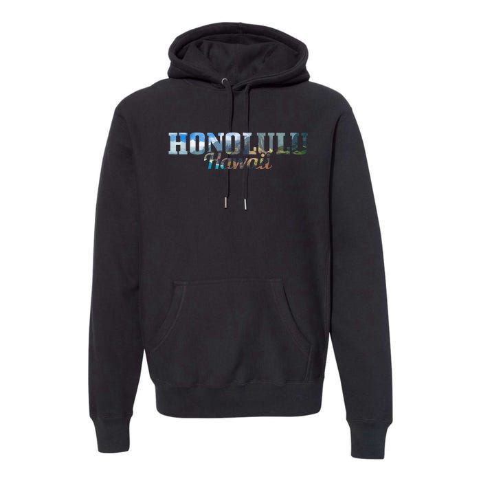 Honolulu Hawaii Hawaiian Islands Surf Surfing Surfer Gift Premium Hoodie